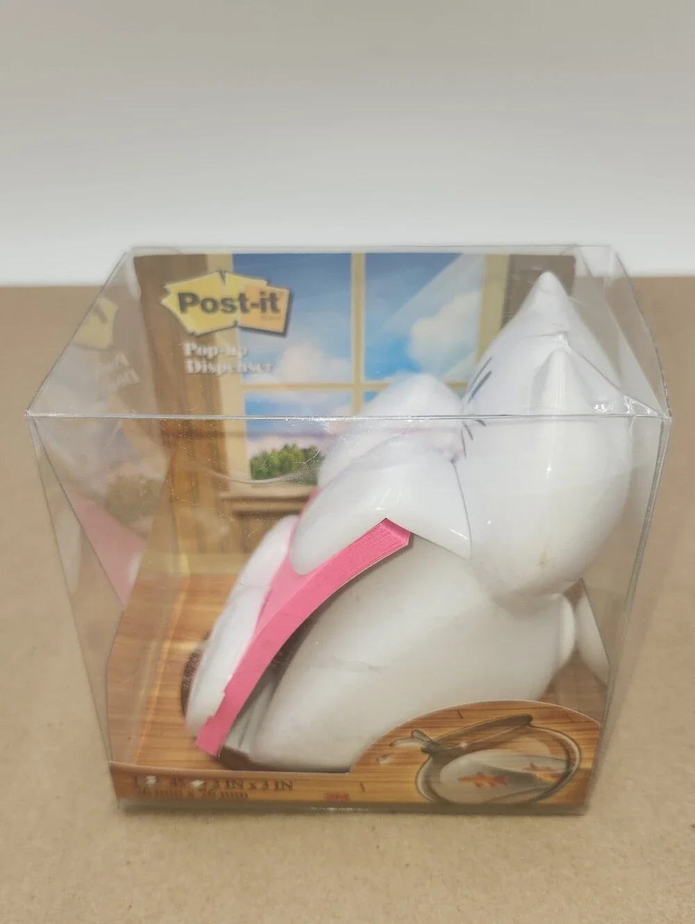 Vintage Weighted Plastic White Kitty Cat Post It Note Holder NEW desk
